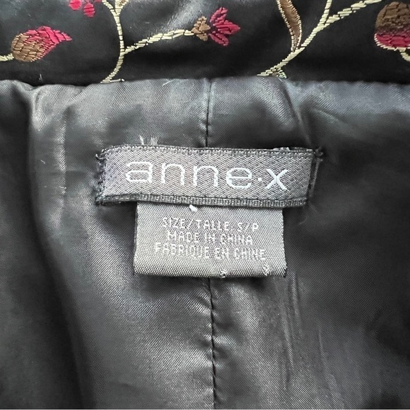 Y2K Anne X Black Satin Embroidered Long Blazer Jacket Car Coat - Picture 8 of 9